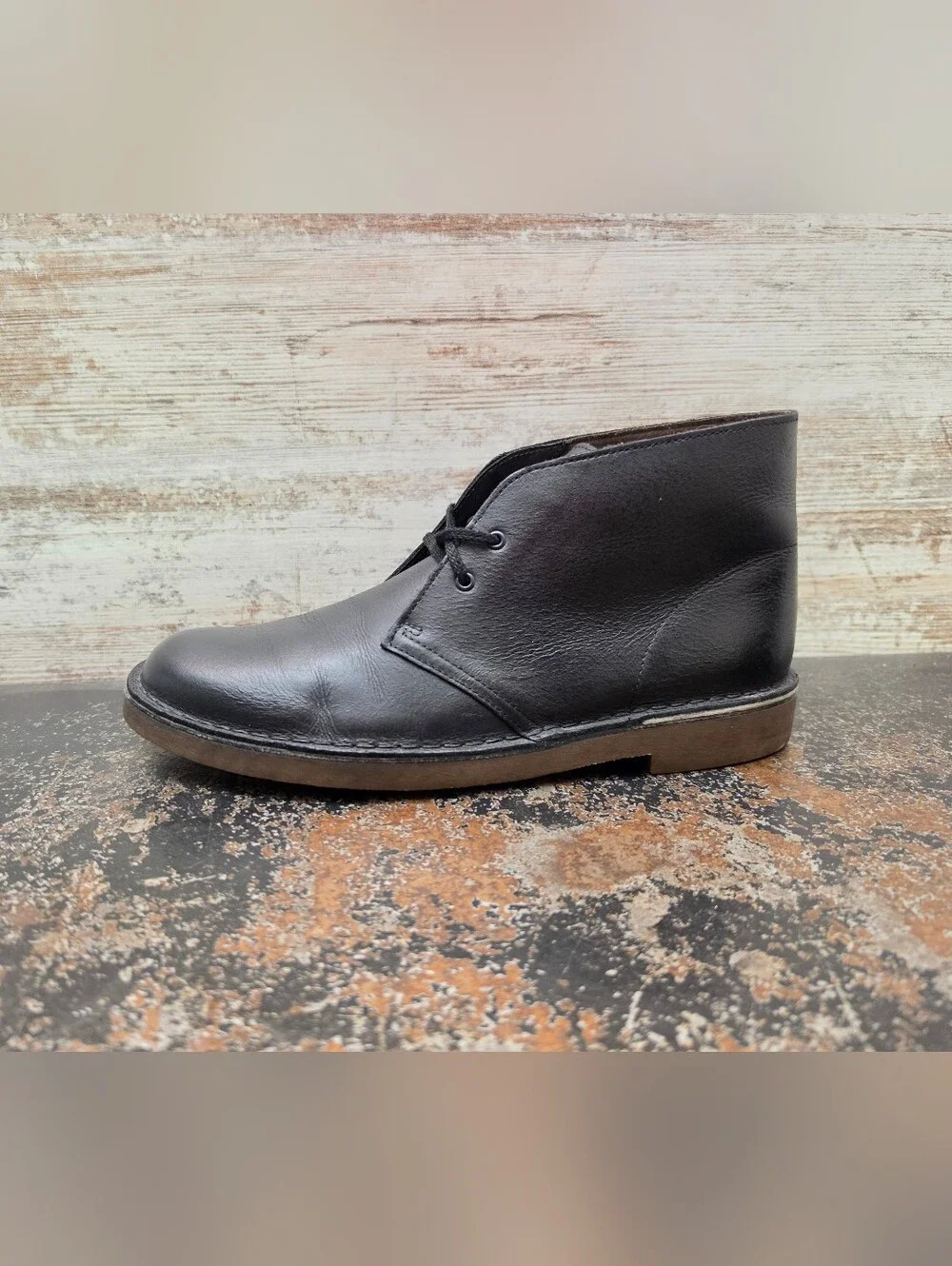 Mens Clarks Desert Boots Sz 10.5 M Used Black Leather Classic Casual